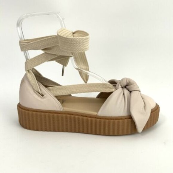 Fenty Puma by Rihanna Sandals 7.5 Leather Bow Front Platform Creeper - Picture 2 of 13